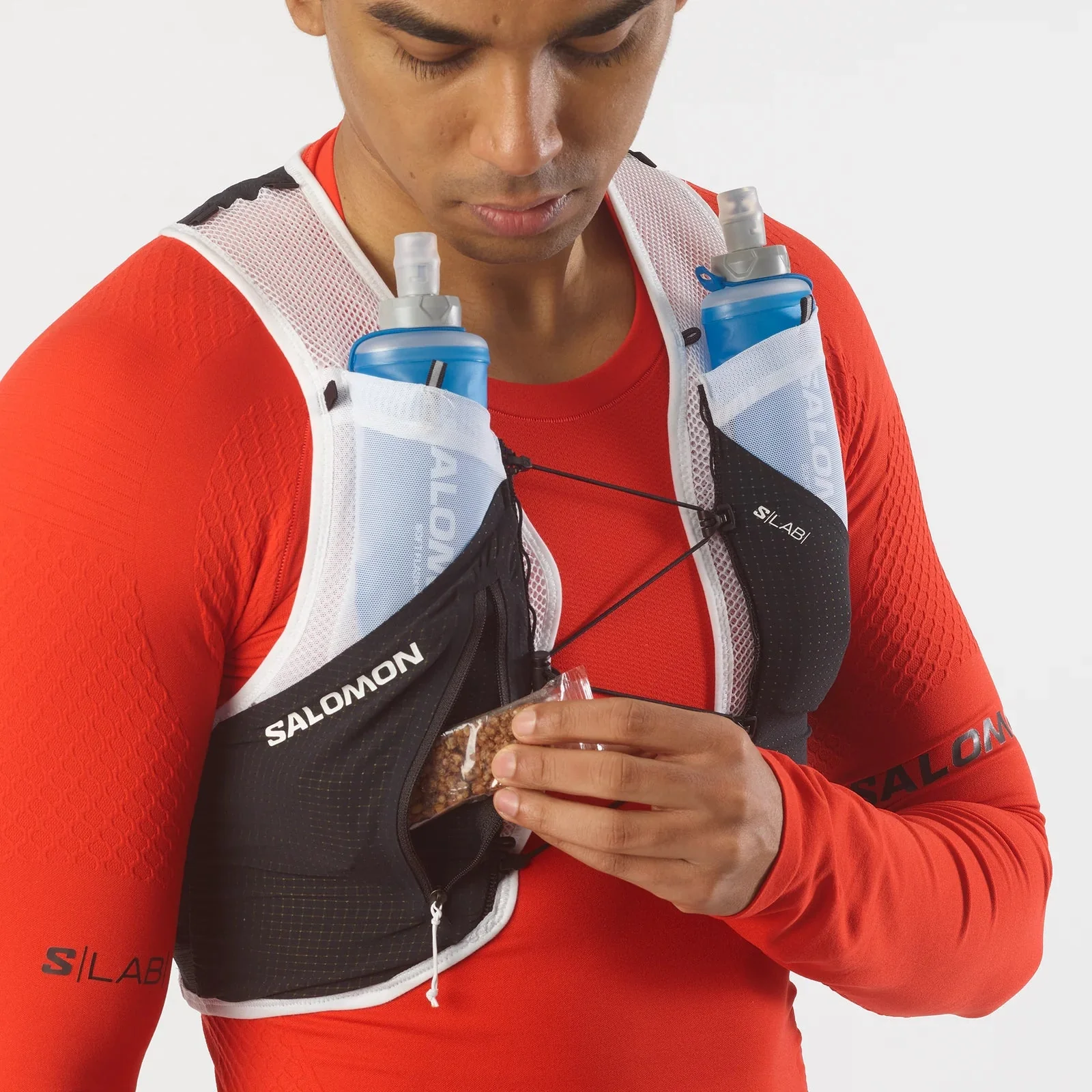 Salomon S/LAB Pulsar 3 With Flasks Vest Backpack (Unisex) - Black White - Image 3